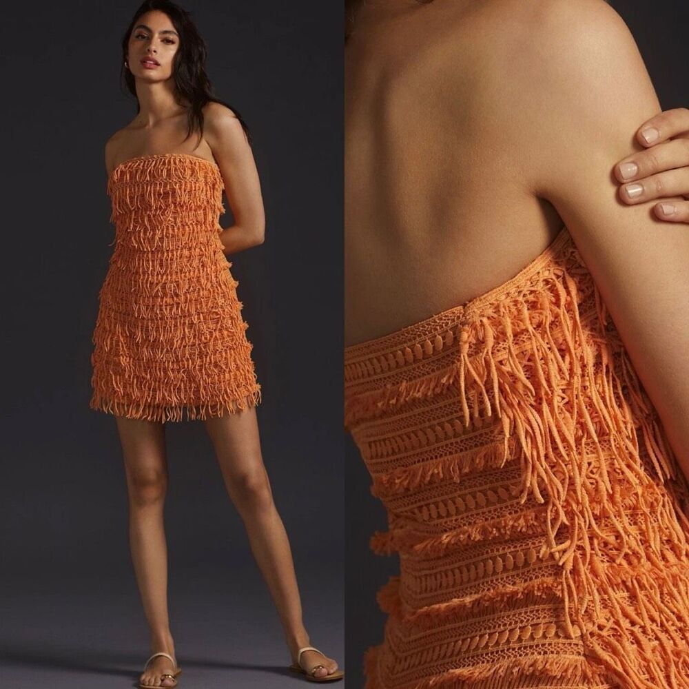NWOT Anthro Let Me Be Fringed Tube Mini Dress Size Med, $180